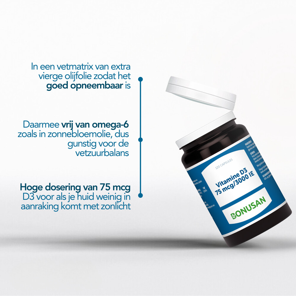 2x Bonusan Vitamine D3 75mcg/3000ie 120 softgels