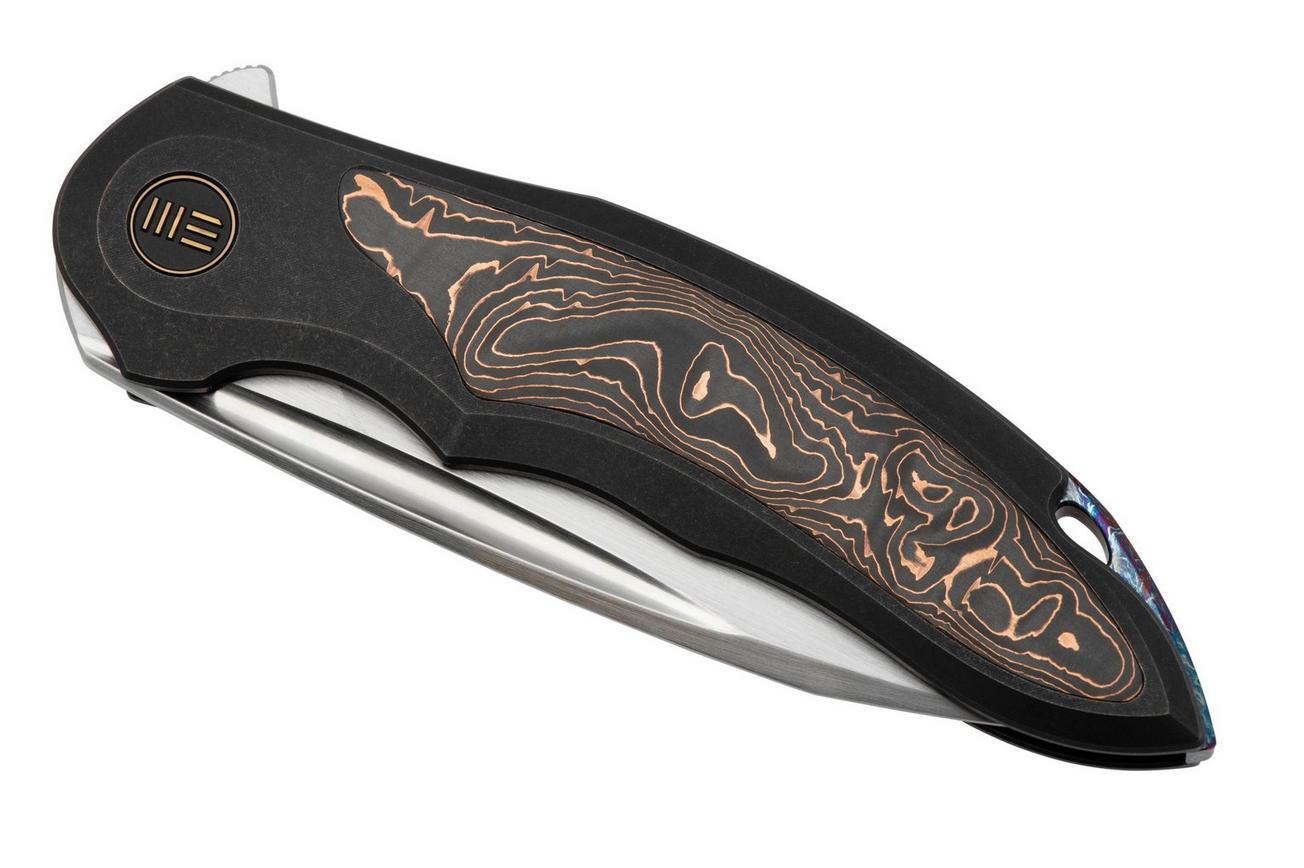 WE Knife Makani WE21048B-1, Black Titanium, Copper Foil Carbonfiber inlay, CPM 20CV zakmes
