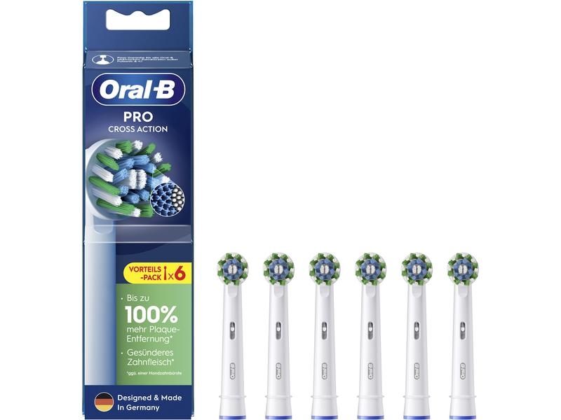 Oral-B Zahnbürstenkopf CrossAction 6 Stück, Weiss Aufsteckbürsten für elektrische Zahnbürsten