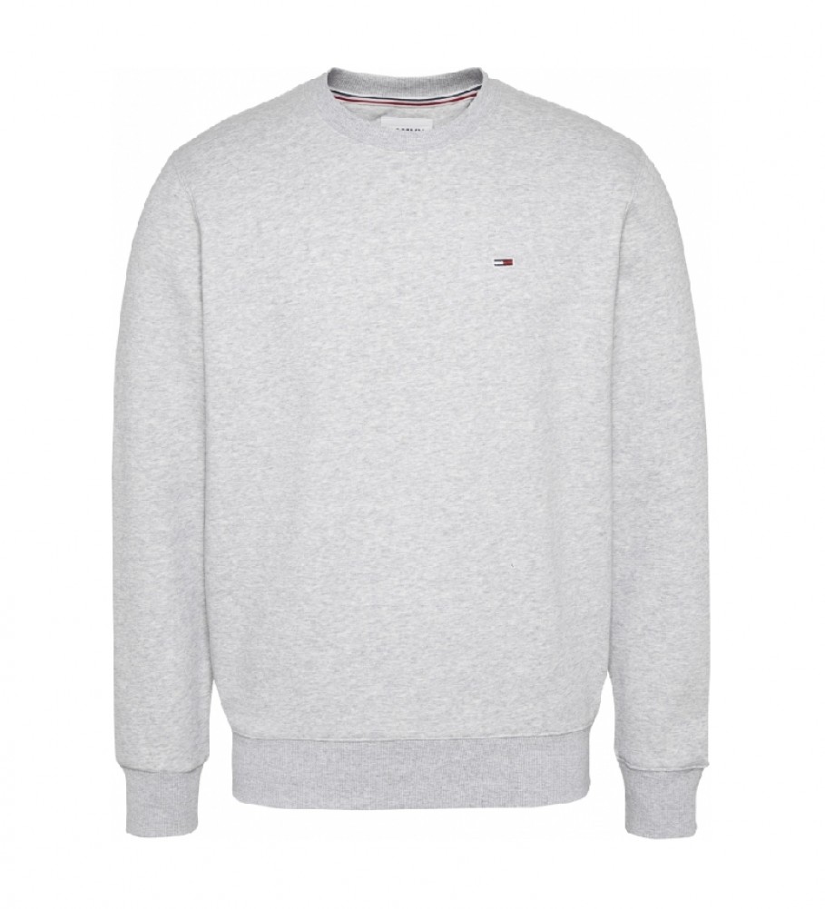 Moletom Tommy Jeans Regular Fleece com Gola Redonda, Cinza