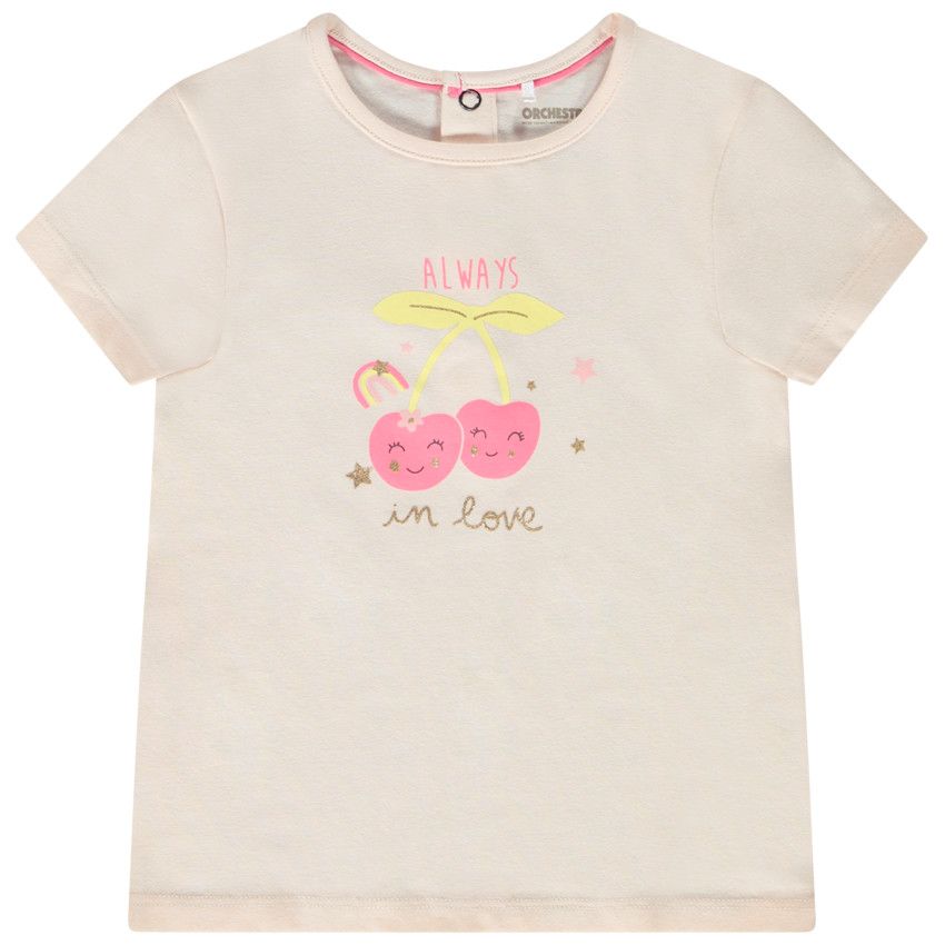 T-shirt manches courtes en jersey print fantaisie pour bébé fille - Rose