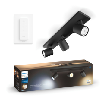 Philips Hue opbouwspot Runner zwart - warm tot koelwit licht 4.2W - 3 spots met dimmer switch
