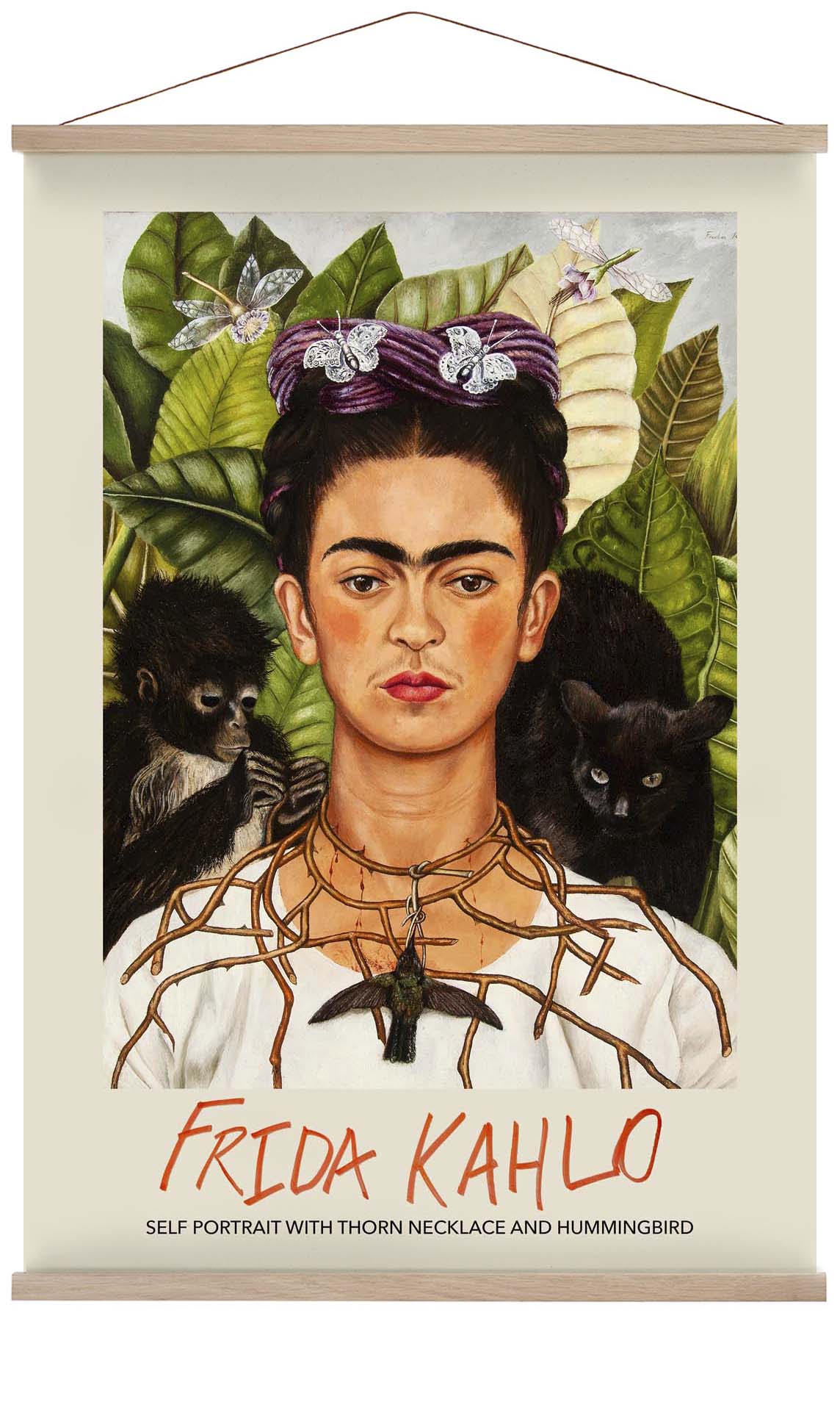 Selbstporträt mit Dornenhalskette und Kolibri von Frida Kahlo Kunstausstellung