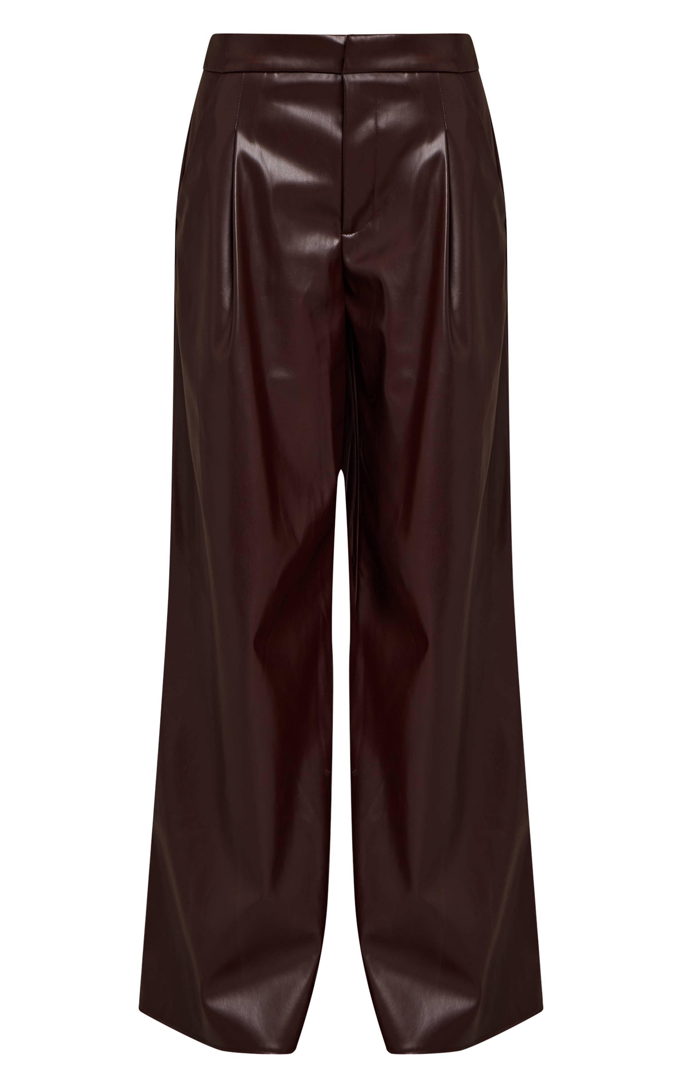 Chocolat Pantalon Plissé En Synthétiquecuir