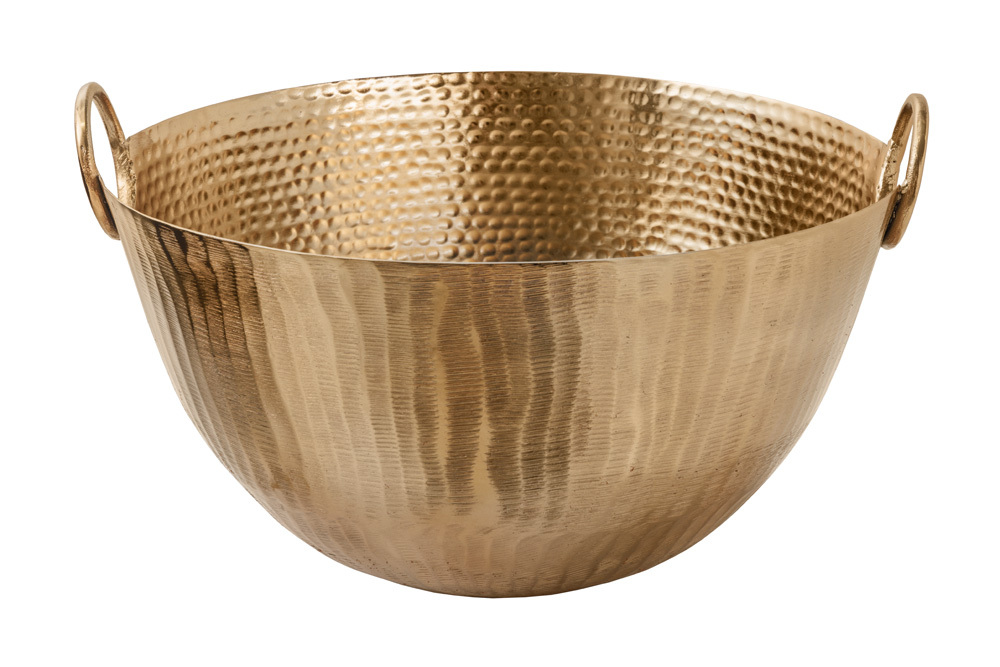 Handgearbeitete Deko Schale ORIENT 40cm gold Metall Hammerschlag Design