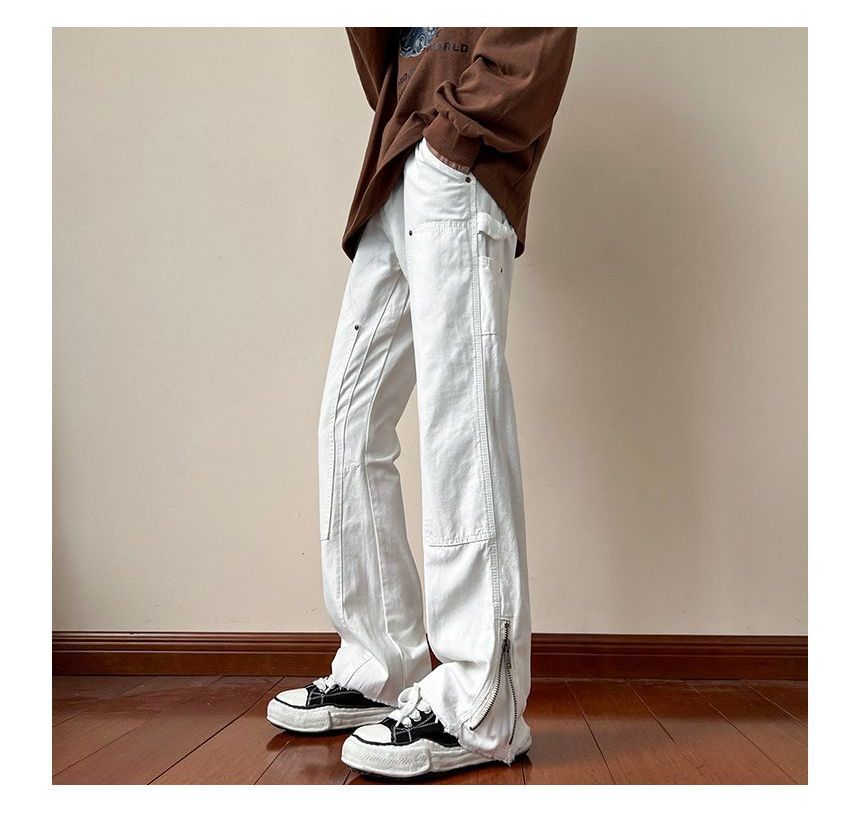 Koiyua - Mid Rise Zip Detail Wijde Broek