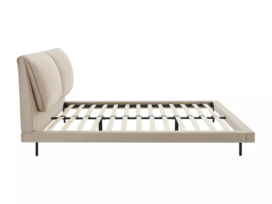 Lit 140 x 190 cm - Velours - Taupe - IBEDIA