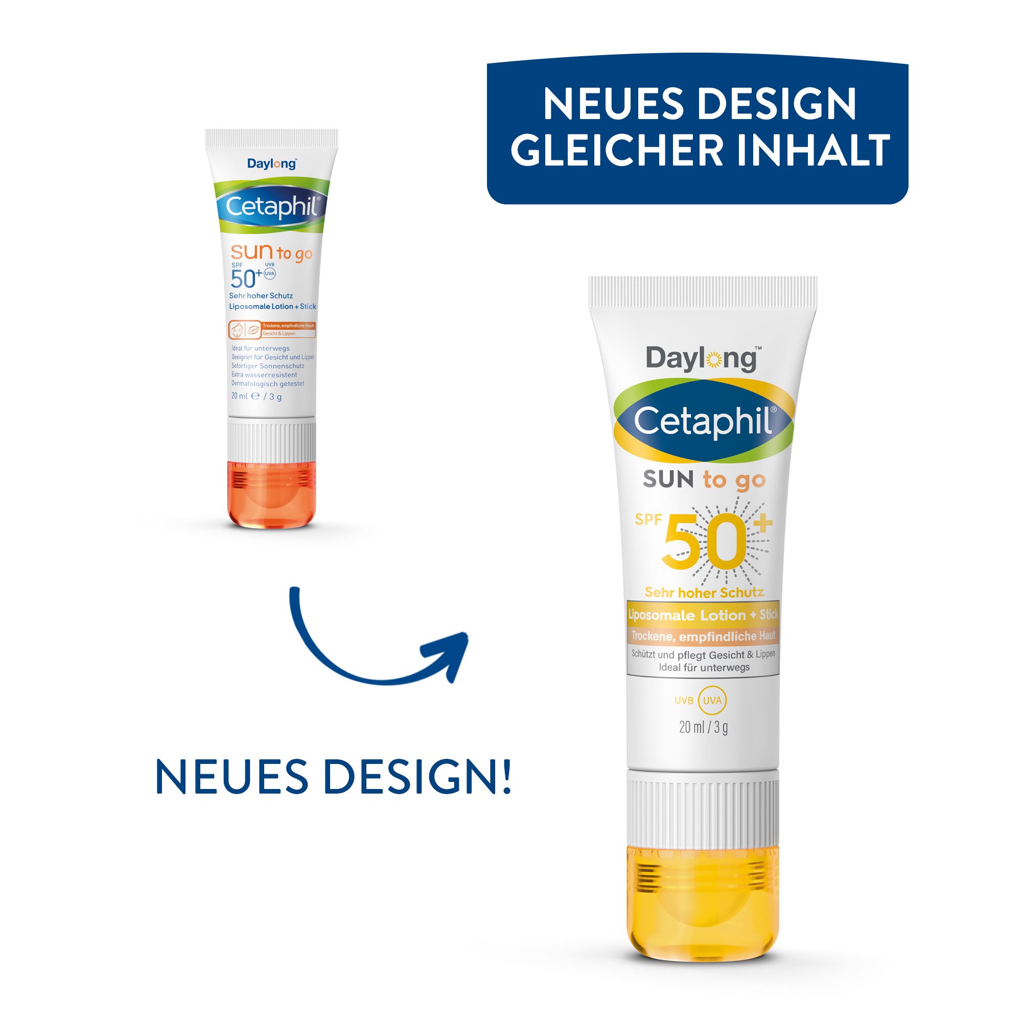 CETAPHIL SUN to go Liposomale Lotion und Stick SPF 50+ für Gesicht und Lippen