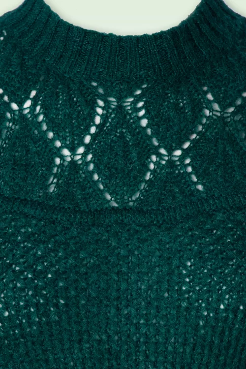 King Louie Jeannie Yoke Farfalle sweater in dennengroen