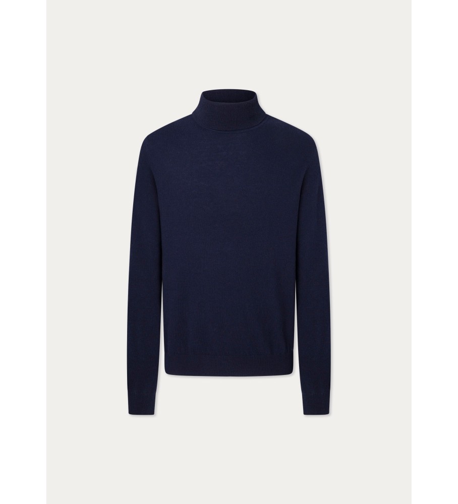 Hackett Jersey Merino Cash Mix Roll azul marinho