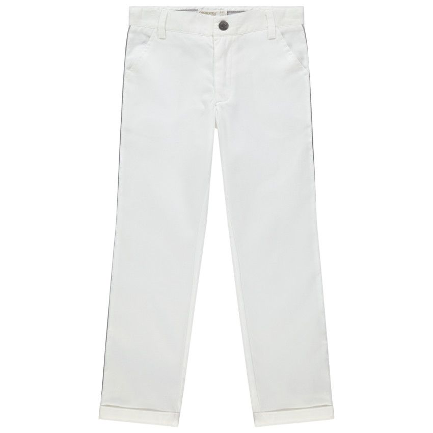 Pantalon droit en coton fantaisie - Blanc