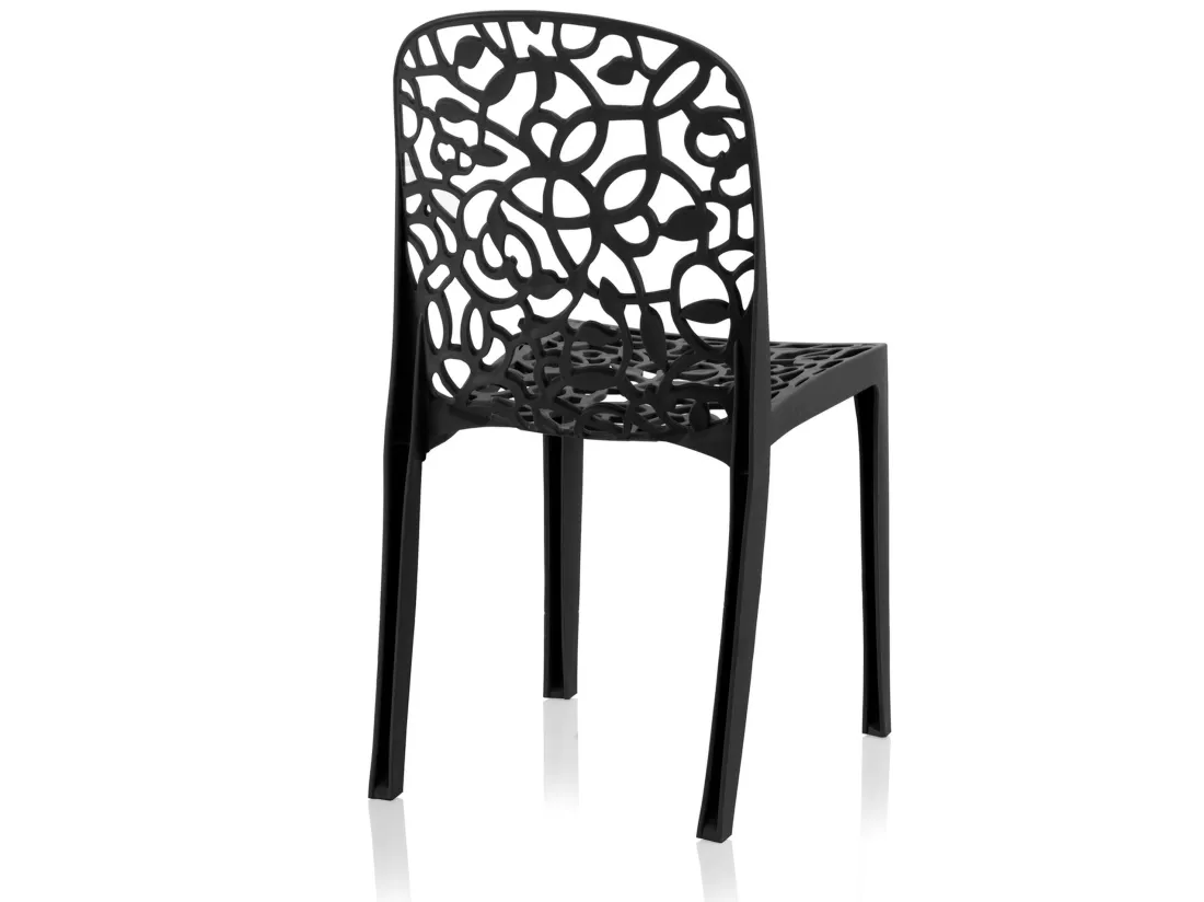 Ensemble de 6 chaises anthracite empilables pour jardin et terrasse, design unique, haute résistance aux intempéries