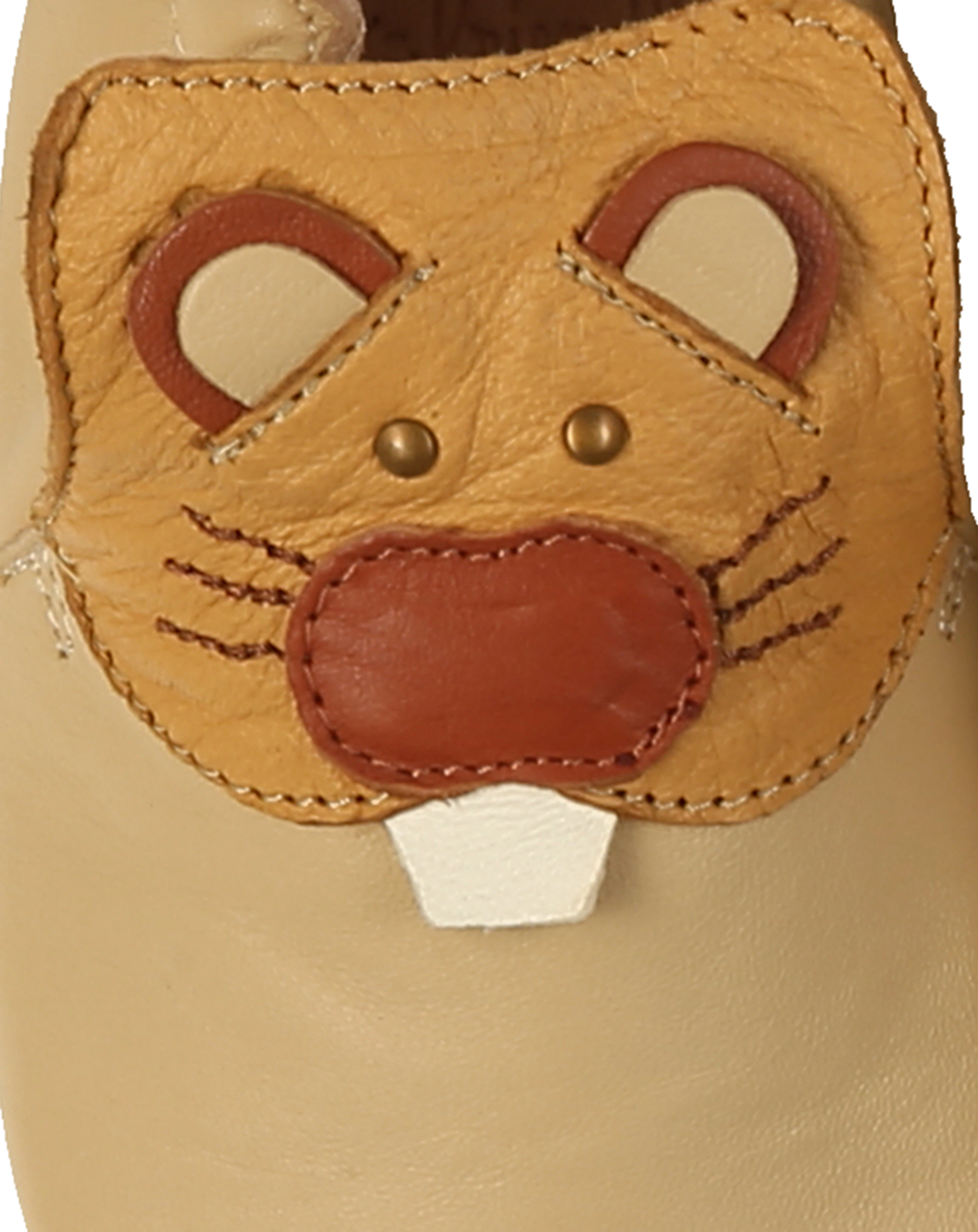 Leder-Krabbelschuhe BLUBLU CASTOR in beige