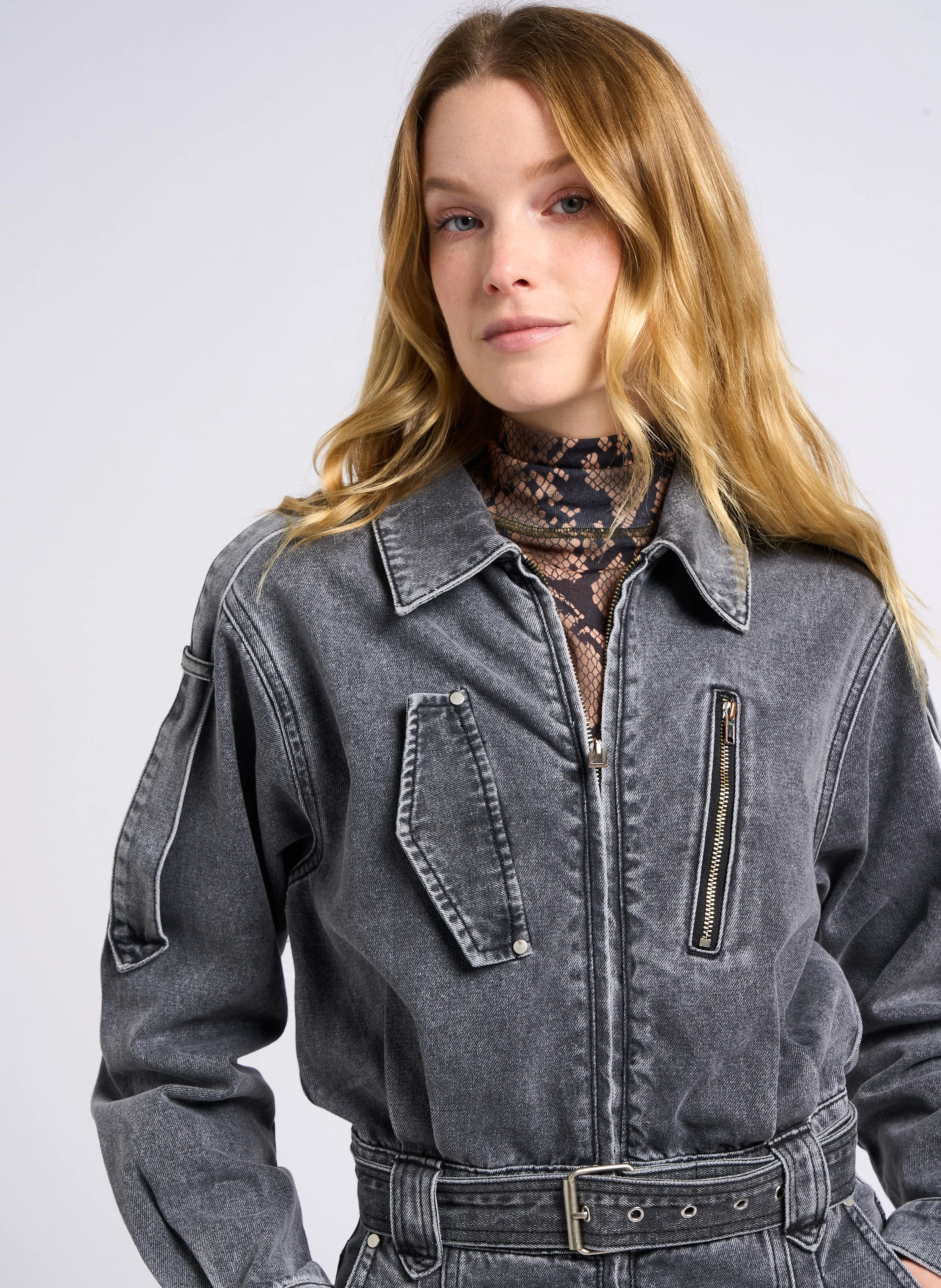 TANGO - Combinaison denim en coton mélangé | Noir