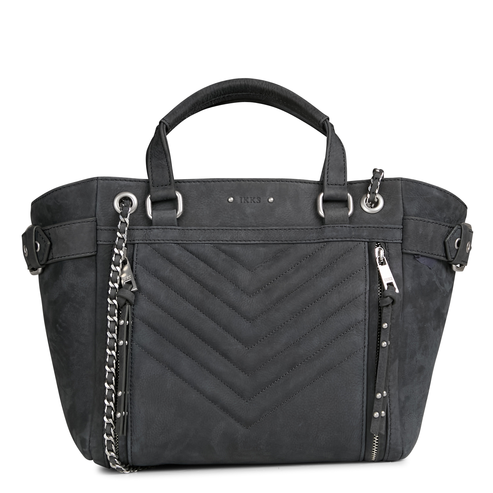 1440 - Cabas en cuir velours| Gris