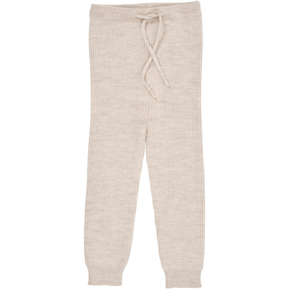 Pale Cream Melange Merino Classic Rib Leggings