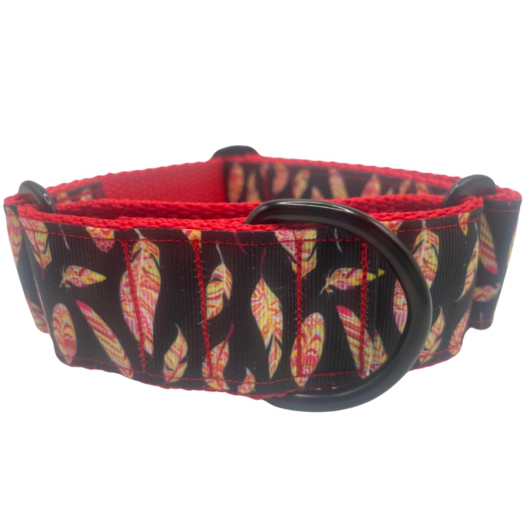 EGV - Coleira Martingale de 4 cm de largura, coleira para galgo feita à mão na Espanha (penas)
