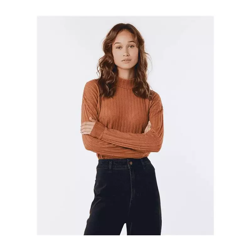 Pull femme RIPCURL Cosy Fleece Crew Light Brown