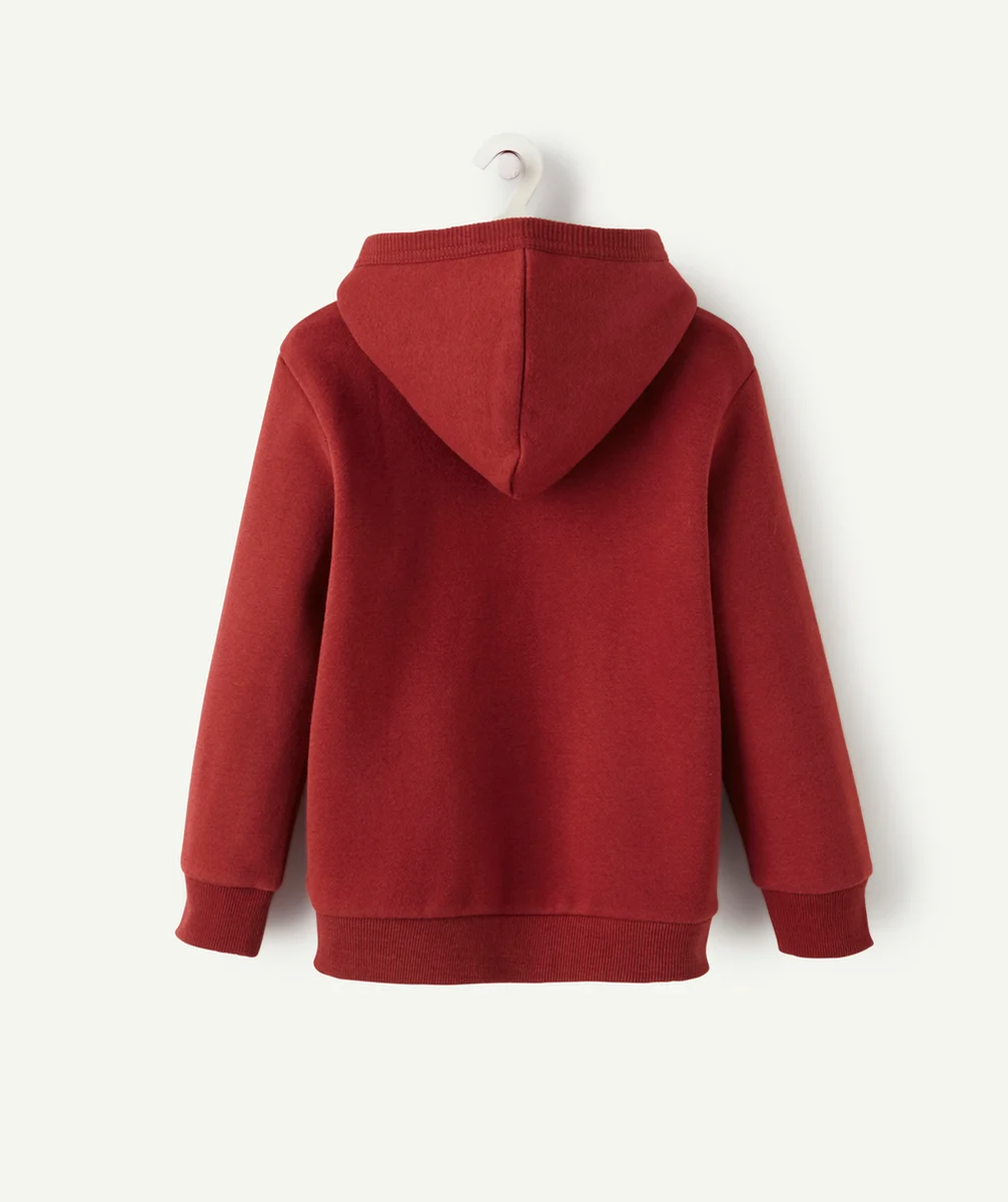 SWEAT À CAPUCHE GARÇON BORDEAUX AVEC MESSAGE RÉFLÉCHISSANT