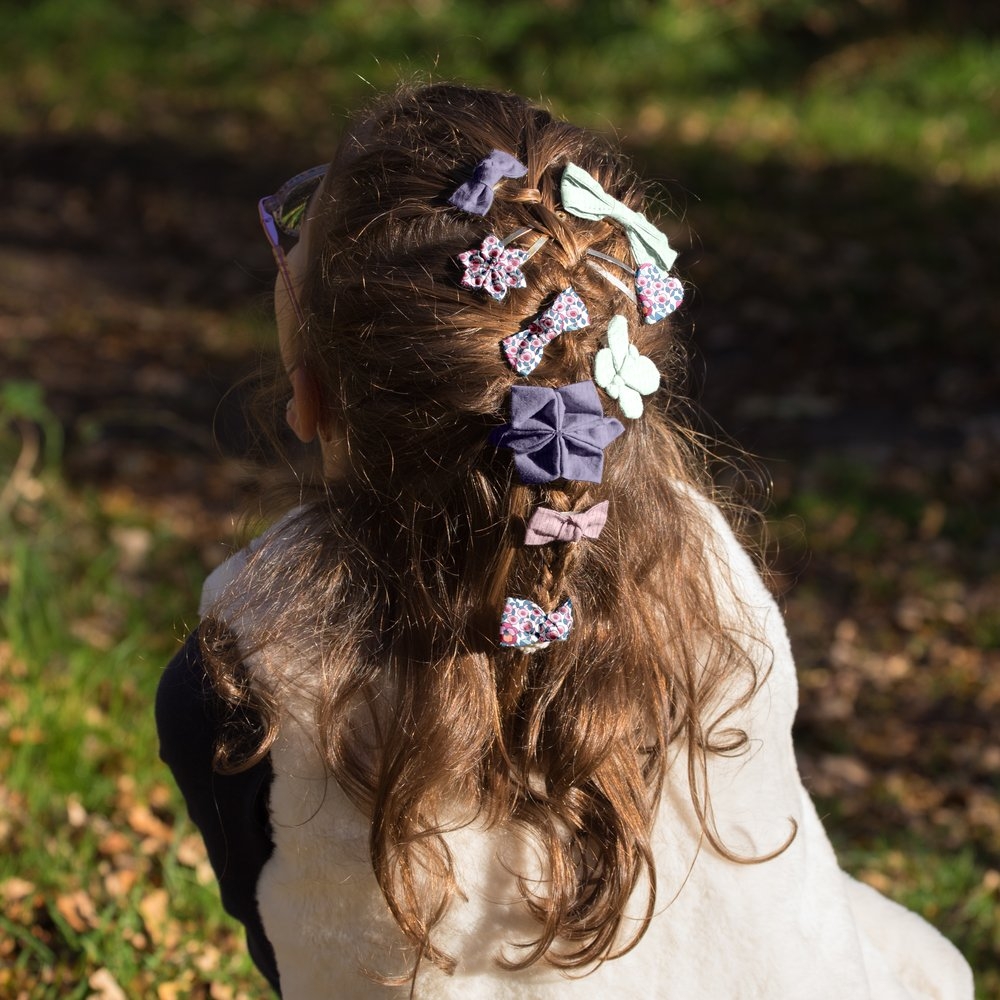 Barrette Clic-Clac Cœur Boutons Rose