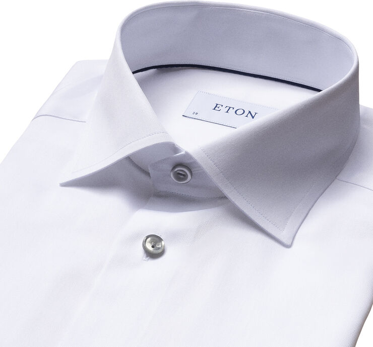 ETON White Twill Shirt Grey Details - Slim Fit Hvid