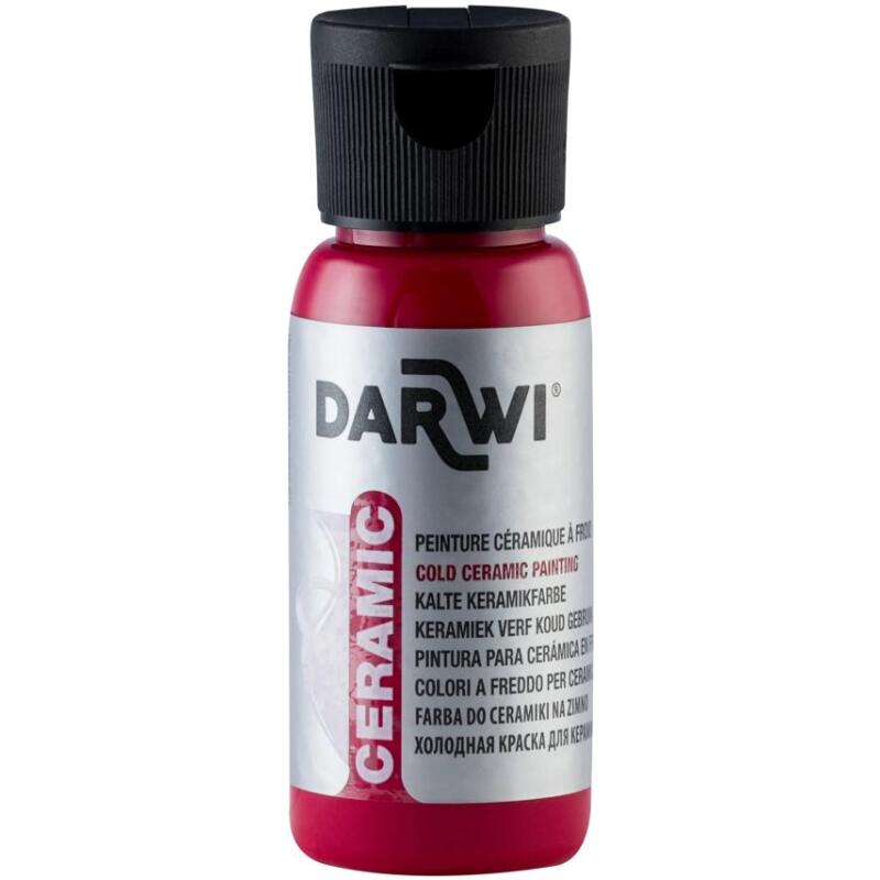 DARWI Flacon de 50 ml de Peinture sur Céramique à Froid - Carmin