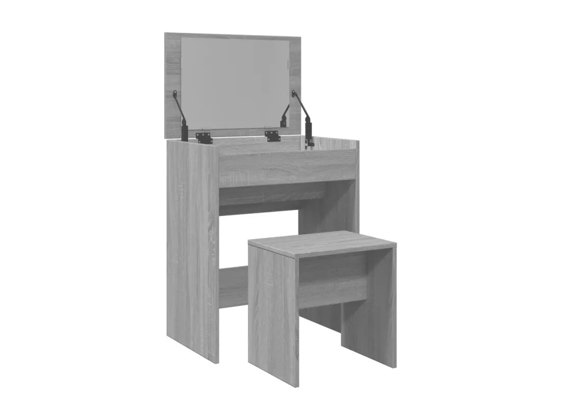 Coiffeuse et tabouret sonoma gris 60x40x113,5 cm