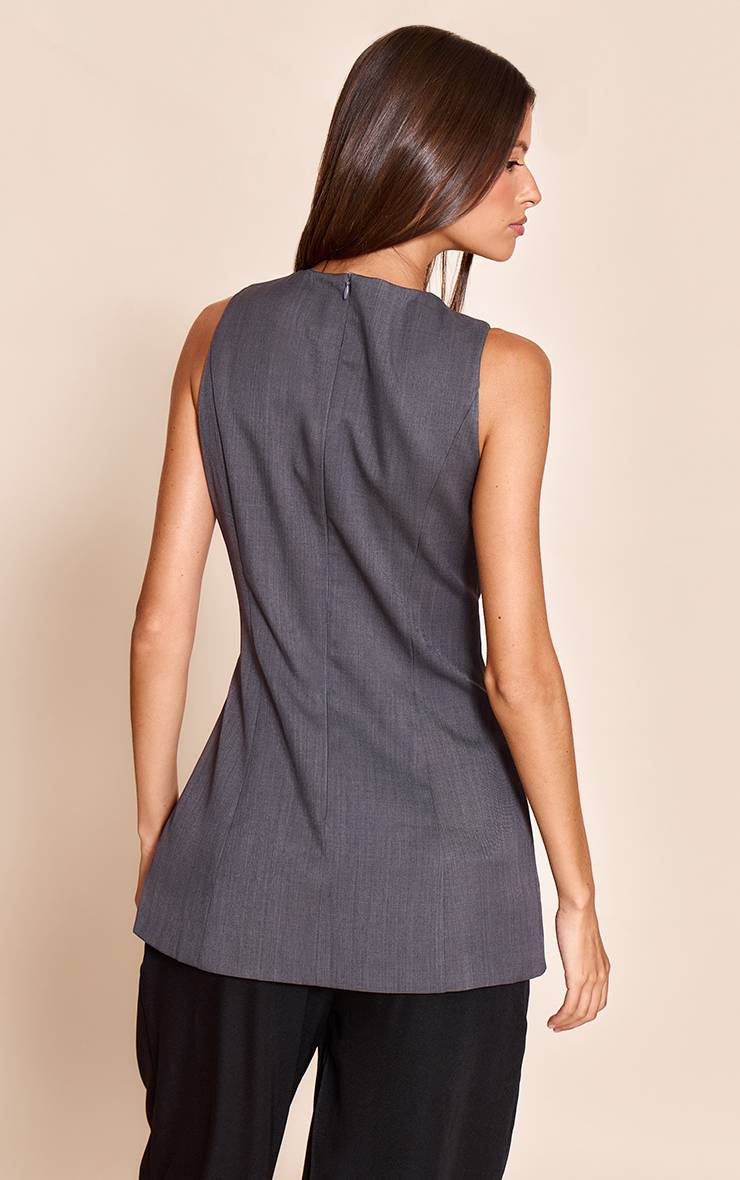 Charbon Gilet Asymétrique Tissé