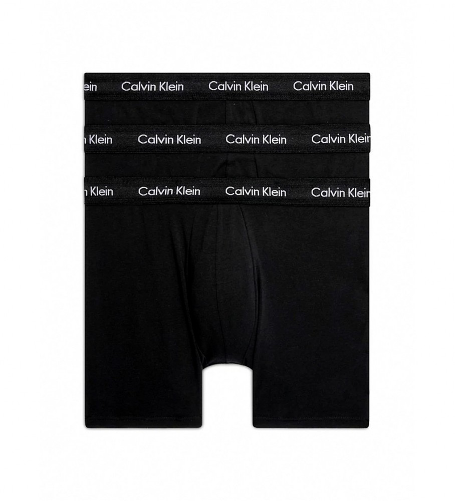 Cuecas Boxer Longas Calvin Klein, Pacote com 3, Pretas