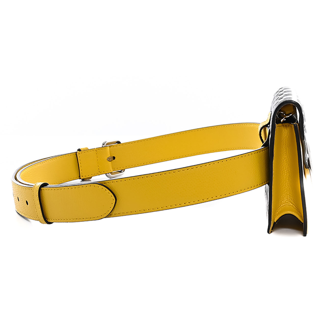Fendi Sac ceinture Wallet on Chain en Cuir Monogramme jaune - Très bon état - L.17.5 cm