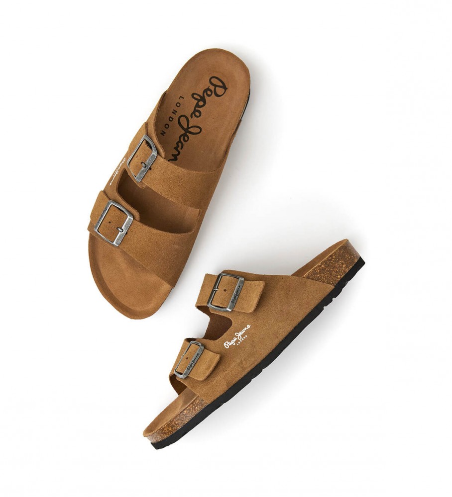 Sandálias Pepe Jeans em couro orgânico marrom