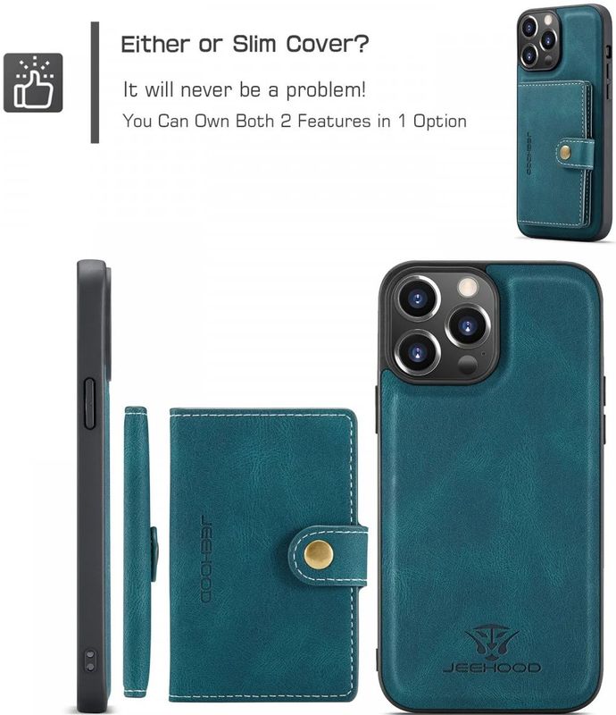 CaseMe JH-01 iPhone 15 Pro Max Hoesje Magnetische Kaarthouder Blauw