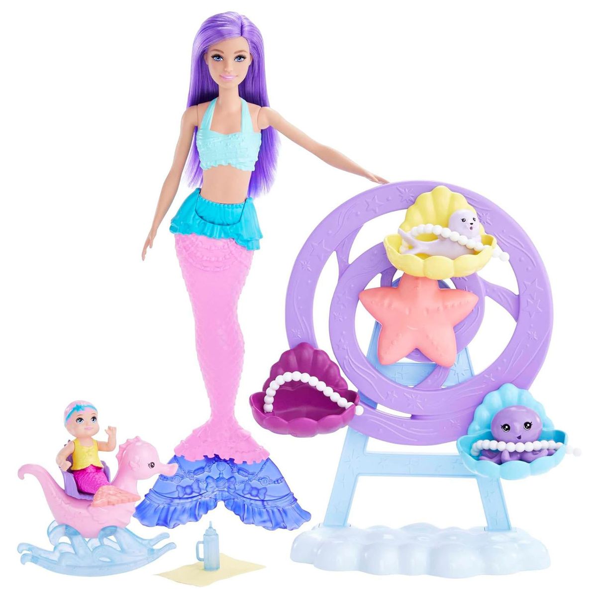 Mattel HLC30 - Barbie - Dreamtopia - Meerjungfrau-Set mit 2 Puppen & Zubehör