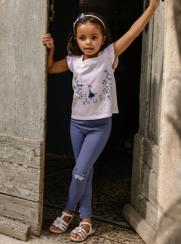 T-shirt écru à broderies fantaisie