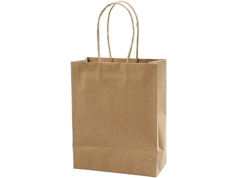 Creativ Company Geschenktasche Tasche 10 Stück Braun, 23 x Papiertasche mit Riemen