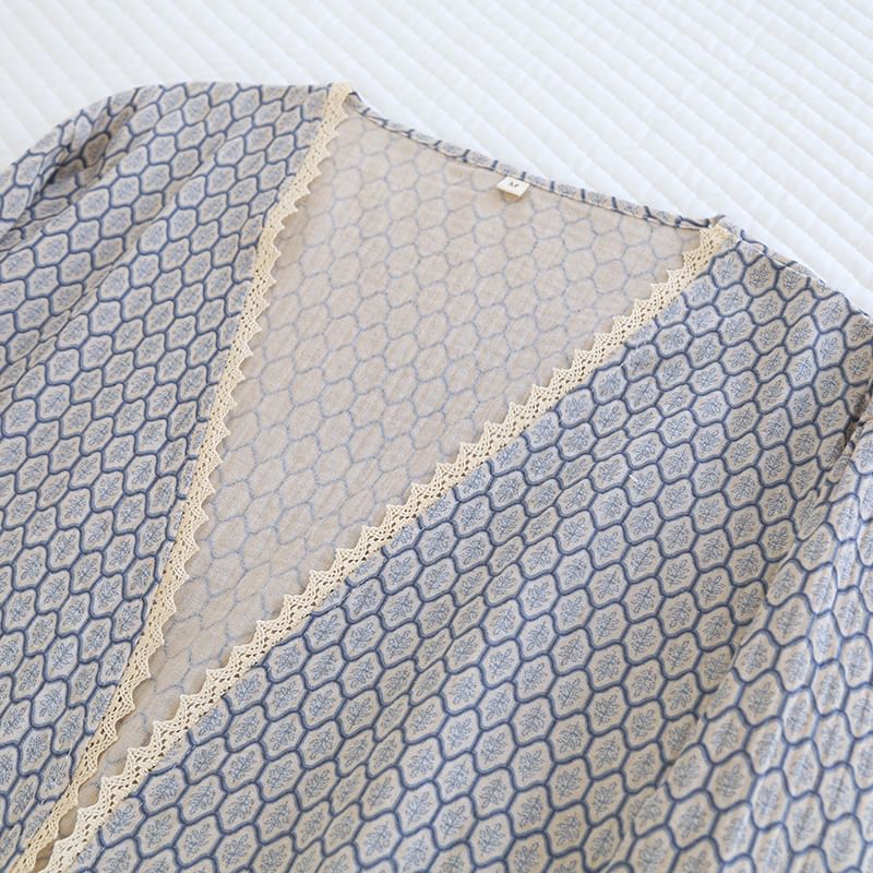 Finlies - Pyjamaset: Bedrukt camisole-topje + broek + kamerjas