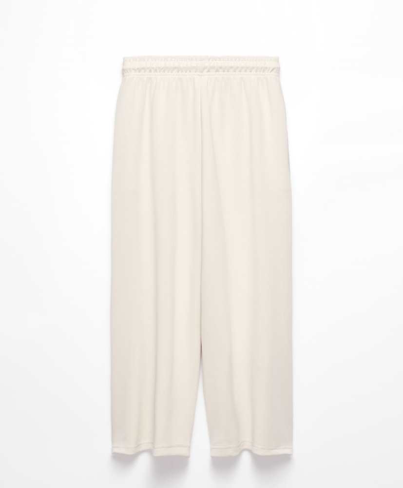 Calça cropped de pernas largas em modal macio ao toque