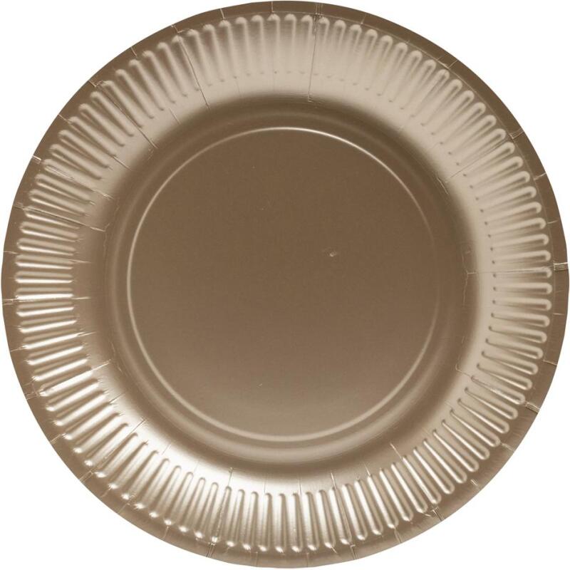 10 Assiettes en carton rondes, 23 cm - Or