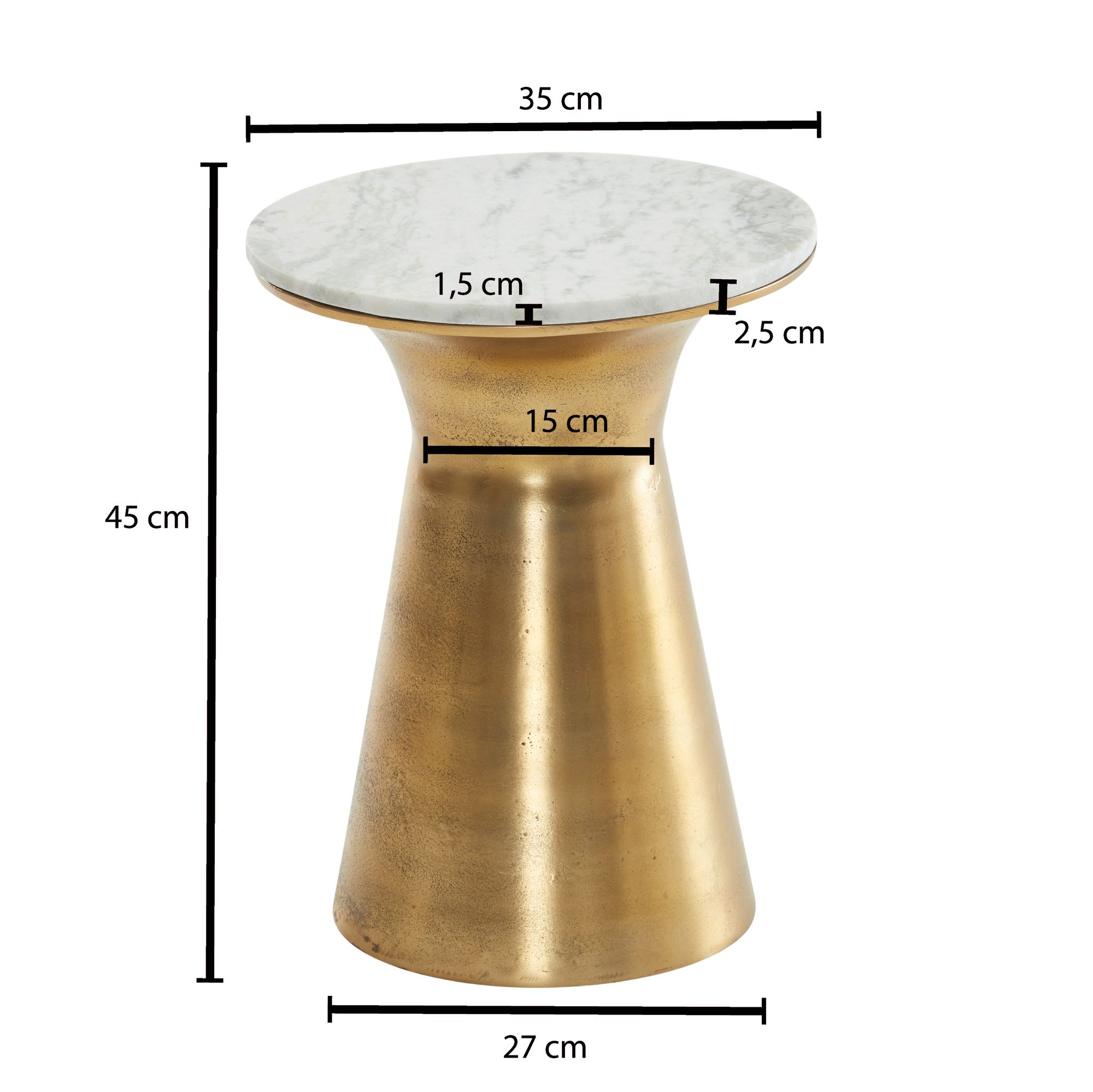 Beistelltisch FineBuy Echter Marmor Sofatisch Ø 35 cm Tisch Wohnzimmertisch Rund