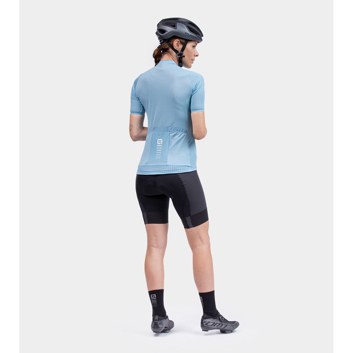 Ale R-EV1 Silver Cooling Fietsshirt Korte Mouwen Lichtblauw Dames