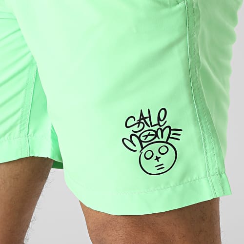 Short De Bain Toto Vert Fluo Noir