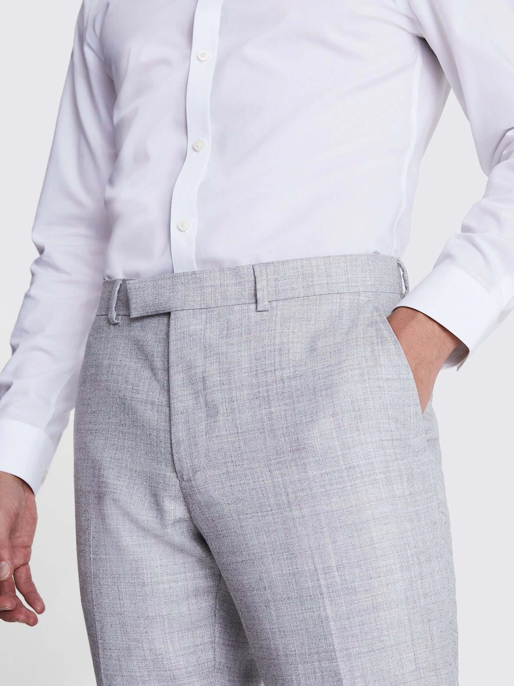 MOSS Light Grey Marl Trs Moss Slim Mixer Trousers