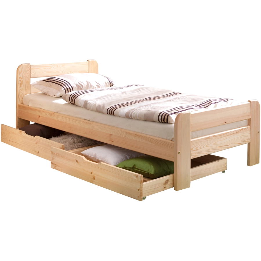 TICAA Massivholz Einzelbett Bert Kiefer Natur Natur