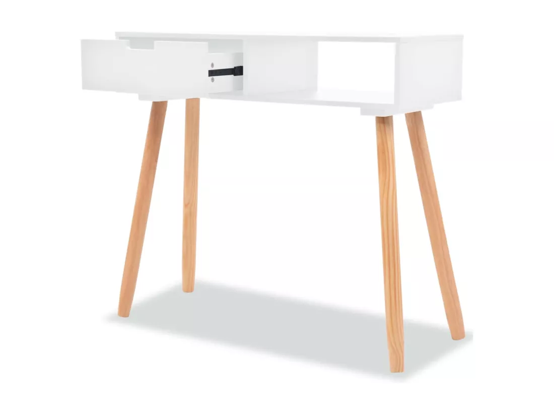 Table console Bois de pin massif 80 x 30 x 72 cm Blanc