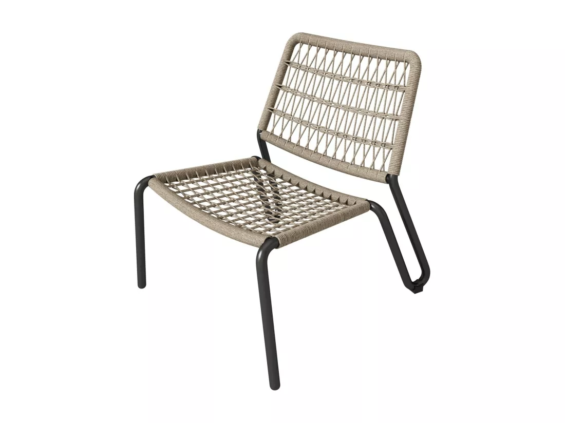 Lot de 3 salon de jardin en acier galvanisé - 2 fauteuils ergonomique et une table d'appoint ronde - charge max 160kg - Beige
