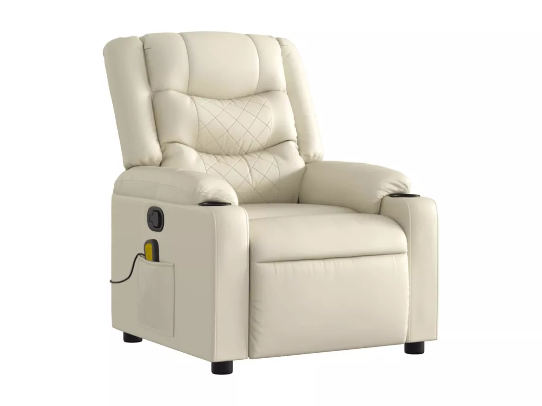 Fauteuil inclinable massant Crème Similicuir