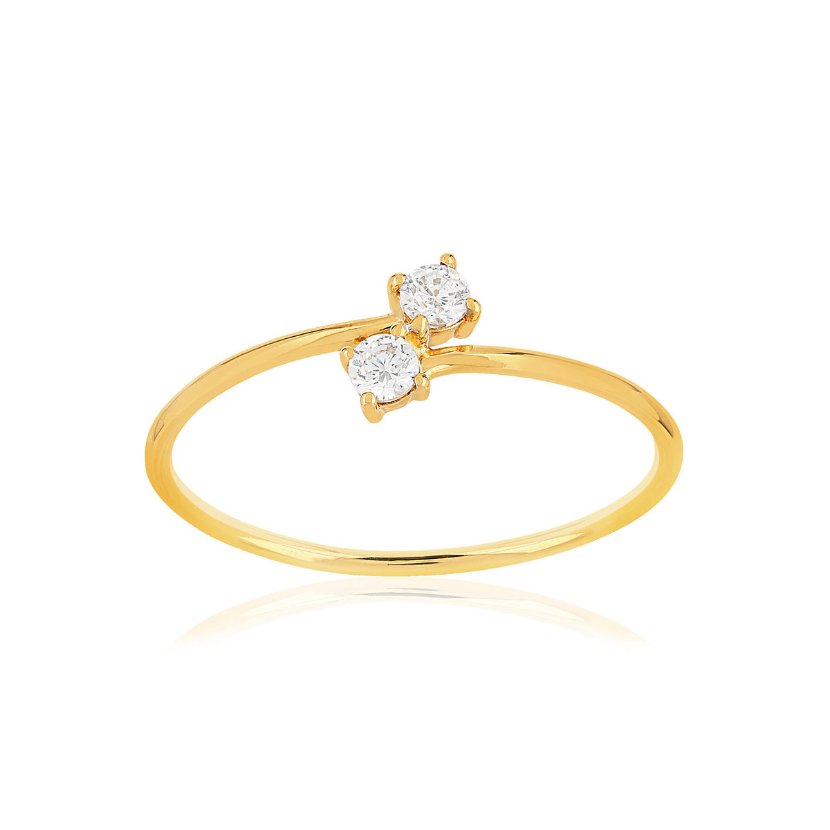 Bague or 375 jaune duo zirconias