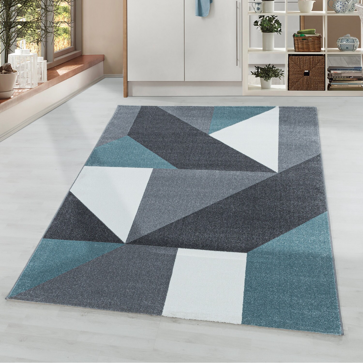 Wunderschöne Kurzflor Teppich, Moderner Designer Teppich rechteckig, Höhe 11 mm