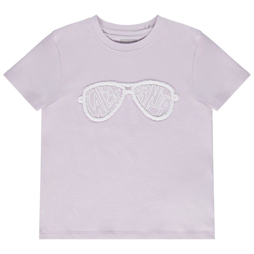 T-shirt manches courtes avec motif en relief pour garçon - Lilas
