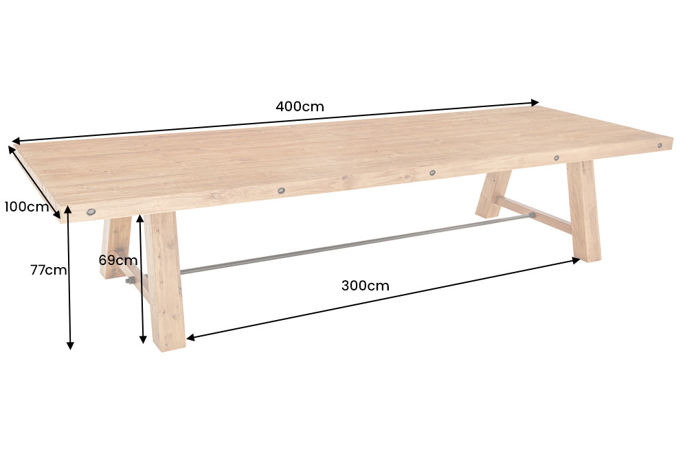 Massiver Esstisch FINCA 400cm vintage braun recyceltes Pinienholz